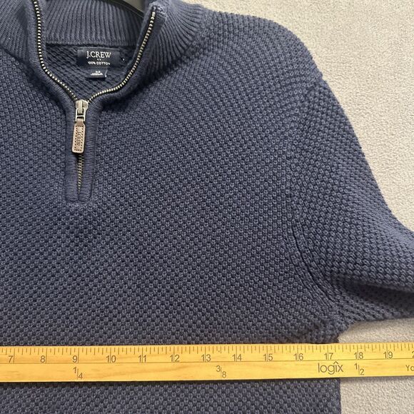 J. Crew Half Zip Pullover Sweater WOMENS Size M Navy Waffle Knit Preppy Academia - Picture 5 of 8